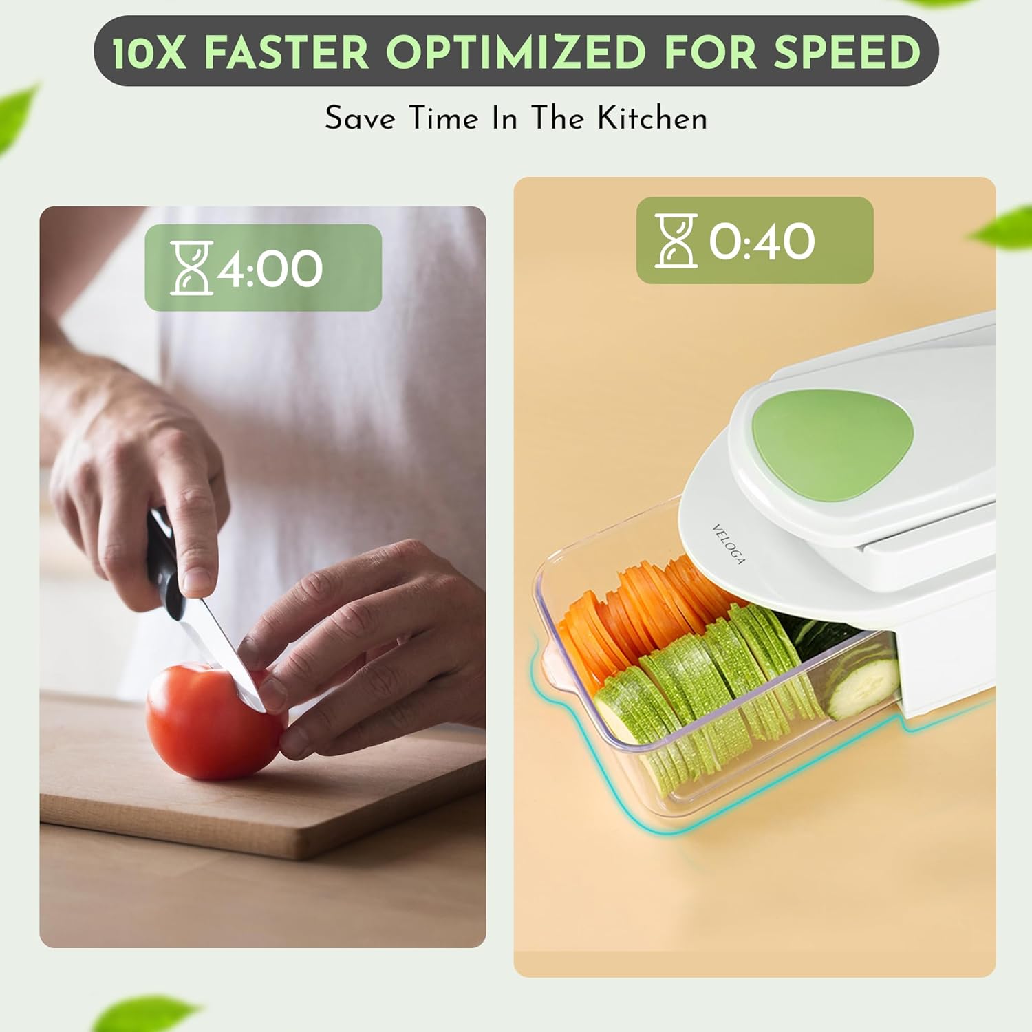 TRIZAH Vegetable Chopper & Cutter, 8 in 1 Salad Chopper with 1.2L Container, Heavy Duty Stainless Steel Blades, Mandoline & Julienne Slicer, Dicer, Coarse Grater, Safety Glove for Food Prep - Image 5