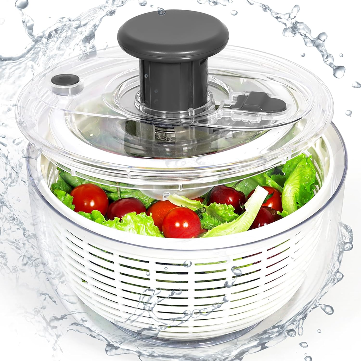 TRIZAH Salad Spinner, Lettuce Spinner & Fruit Washer - 3.6L Non-Slip Vegetable & Fruit Washer/Dryer for Households, Easy-Clean Kitchen Gadget for Greens, Herbs & Vegetables